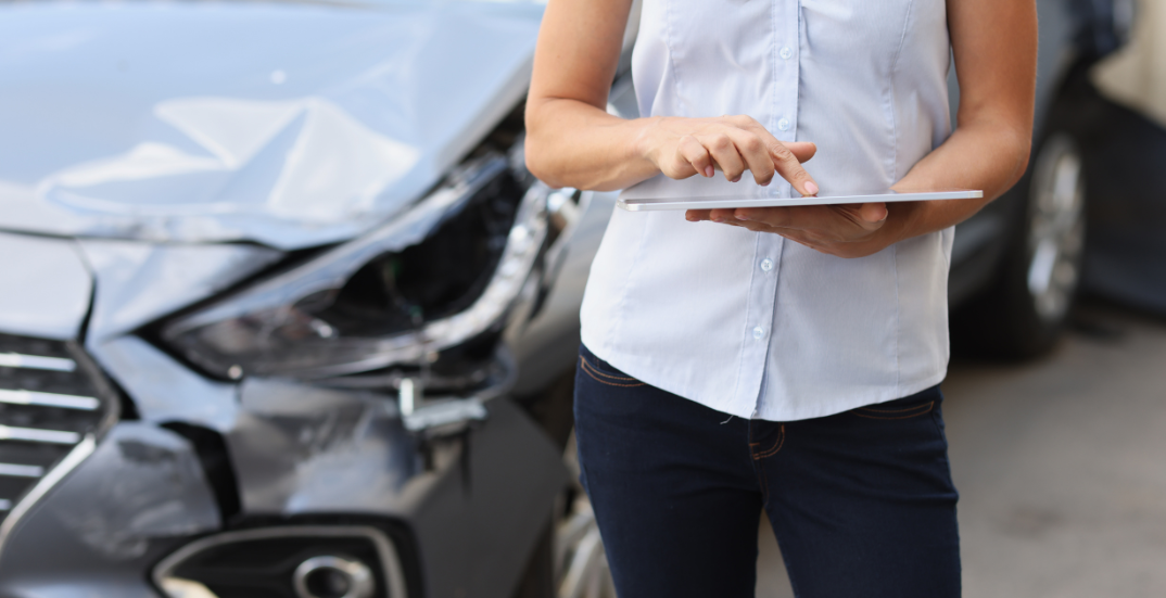 Injury victim discussing claim with lawyer